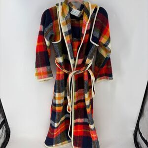 Vintage Red and Blue Pajama Robe Plush Wrap-Style with tie girls 12
